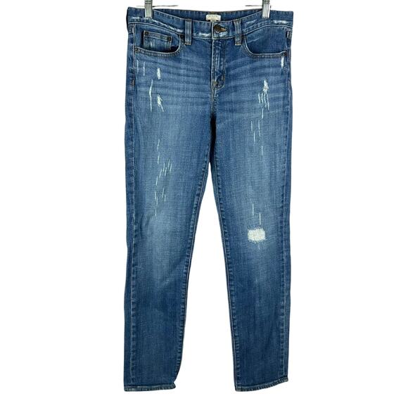 J.Crew Factory Stretch Medium‎ Wash Lightly Distressed Straight Jeans – Size 28 - Picture 1 of 8